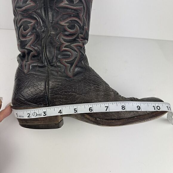 Vintage Amazonas Black Almond Toe Western Cowboy Boots, Sz. Mens 9, Womens 10.5 - Picture 14 of 15
